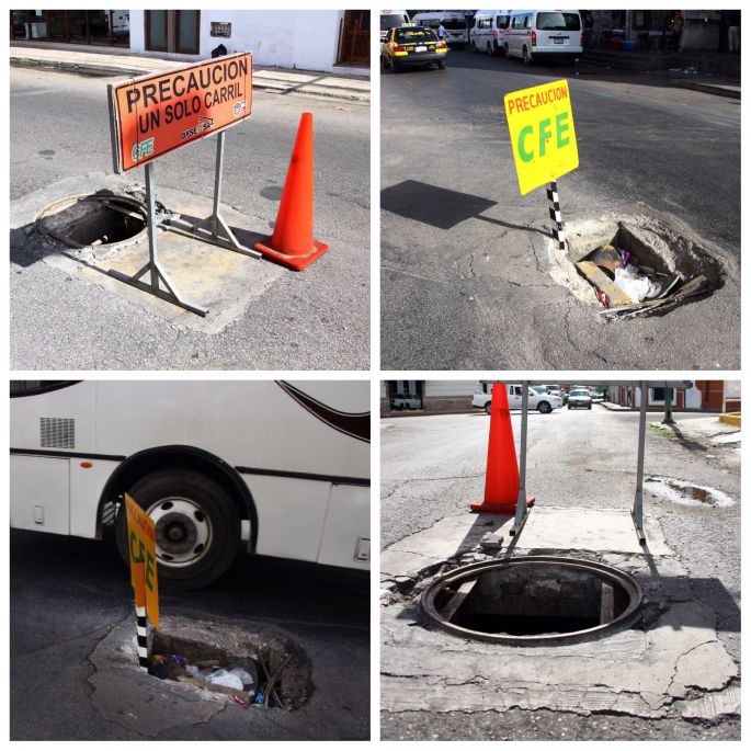 DENUNCIA CIUDADANA: la CFE deje destapados registros en calles del centro.