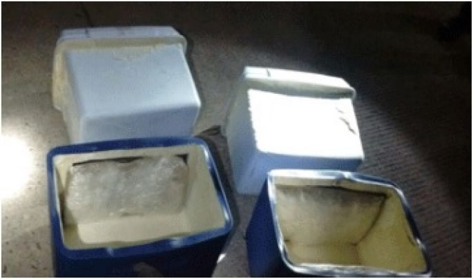En Sinaloa, Policía Federal asegura droga sintética oculta en hieleras.