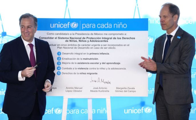 José Antonio Meade se compromete con el UNICEF a velar por el bienestar de la niñez en México