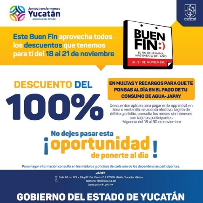 Invita Gobierno del Estado a la población yucateca a aprovechar descuentos por el Buen Fin