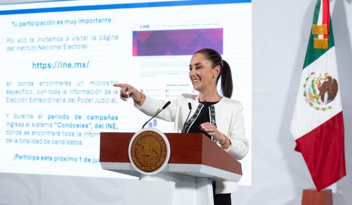“Estamos todos desde abajo, cambiando al Poder Judicial”: Presidenta destaca importancia de la elección del próximo 1 de junio