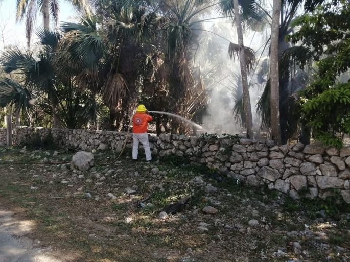 Sofocan oportunamente incendios en Oxkutzcab evitando incidentes mayores 
