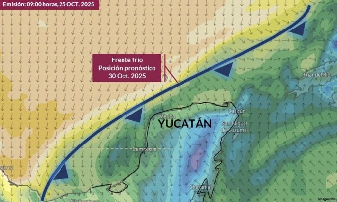 Anticipan bajas temperaturas por frente frío en Yucatán  