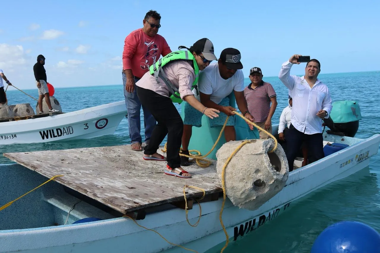 Inicia formación del primer arrecife artificial en Río Lagartos
